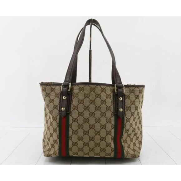 Gucci GG Canvas Handbag with Leather Handles and Trim - Picture 2 of 9